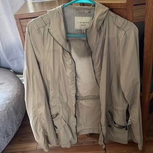 Khaki light zip up jacket with hood